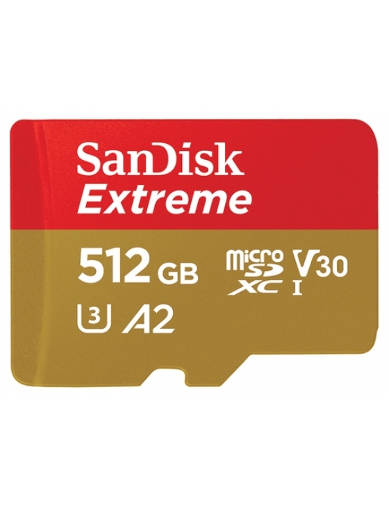 microSDXC Extreme 512GB 190MB/s UHS-I, C10, U3, V30, A2 mit SD Adapter