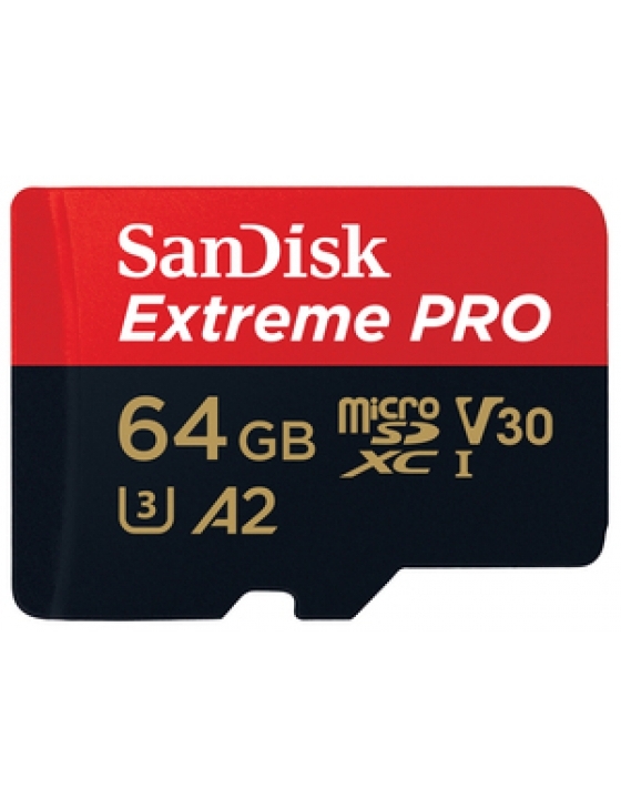 microSDXC Extreme Pro 64GB 200MB/s UHS-I, C10, U3, V30, A2 mit SD Adapter