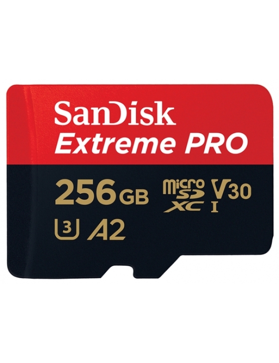 microSDXC Extreme Pro 256GB 200 MB/s UHS-I, U3, V30, A2, C10+ SD Adapter