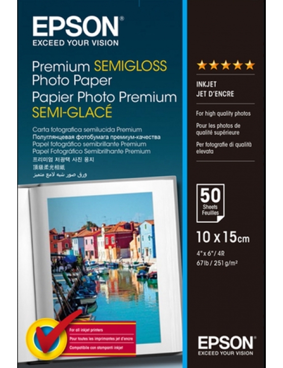 Premium Semigloss Photo Paper, 10x15cm, 251g/m², 50