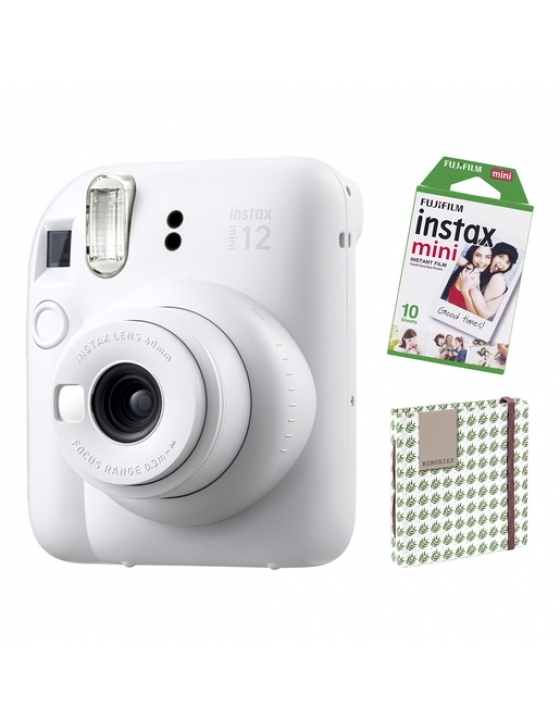 Instax mini 12 clay white Set + Einzelfilm + Hama Album