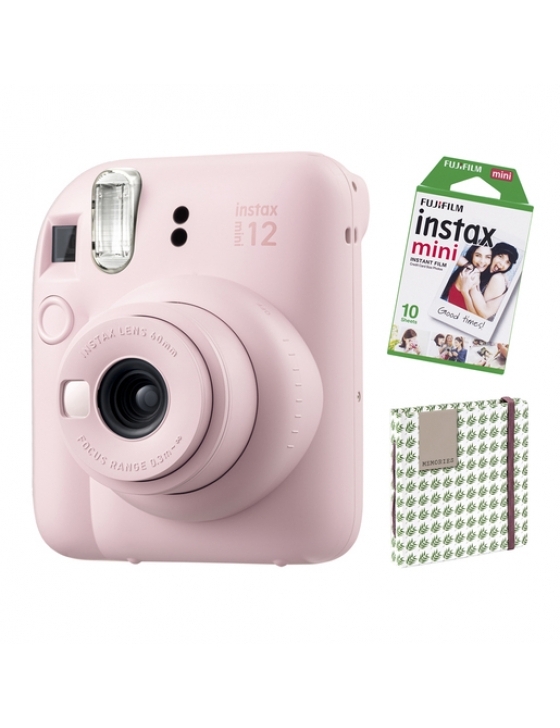 Instax mini 12 blossom-pink Set + Einzelfilm + Hama Album