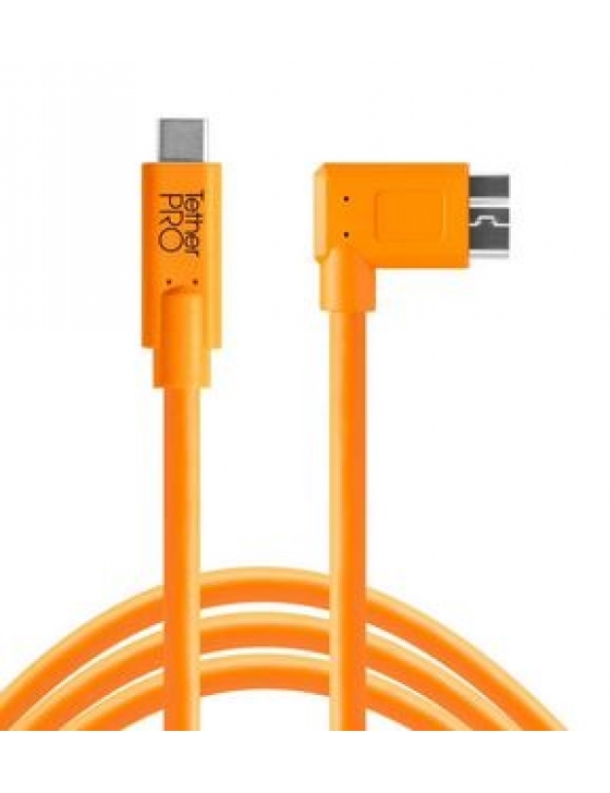 TetherPro USB-C to 3.0 Micro-B Right Angle, 15' (4.6m) ORG