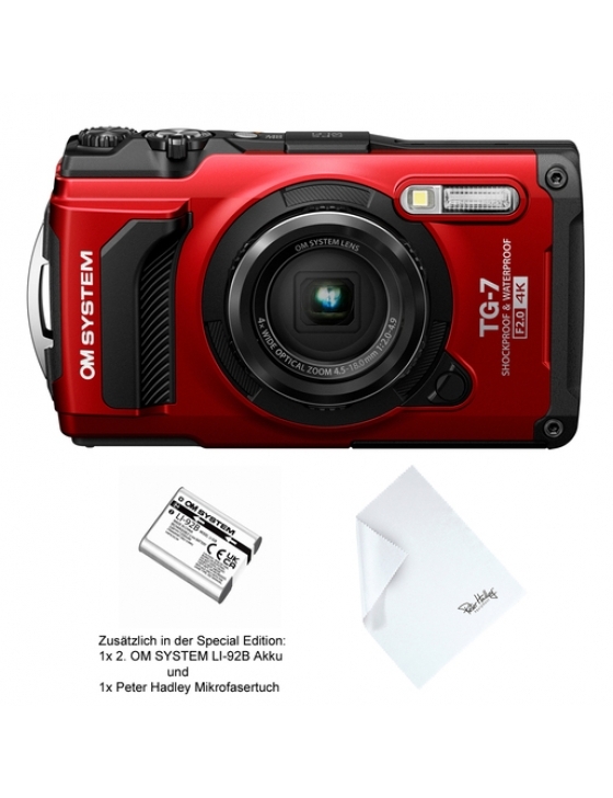 TG-7 Special Edition rot Kamera inkl. 2. LI-92B Akku+PH Tuch